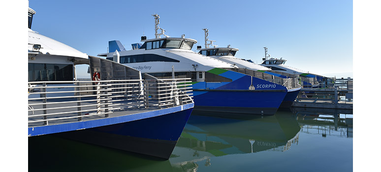 WETA is increasing the size of the San Francisco Bay Ferry fleet significantly to prepare for expanded services and new routes with five new vessels in varying states of construction now. Expect to see two new vessels (Pyxis and Carina) to enter service within a couple of months. Photo by Joel Williams